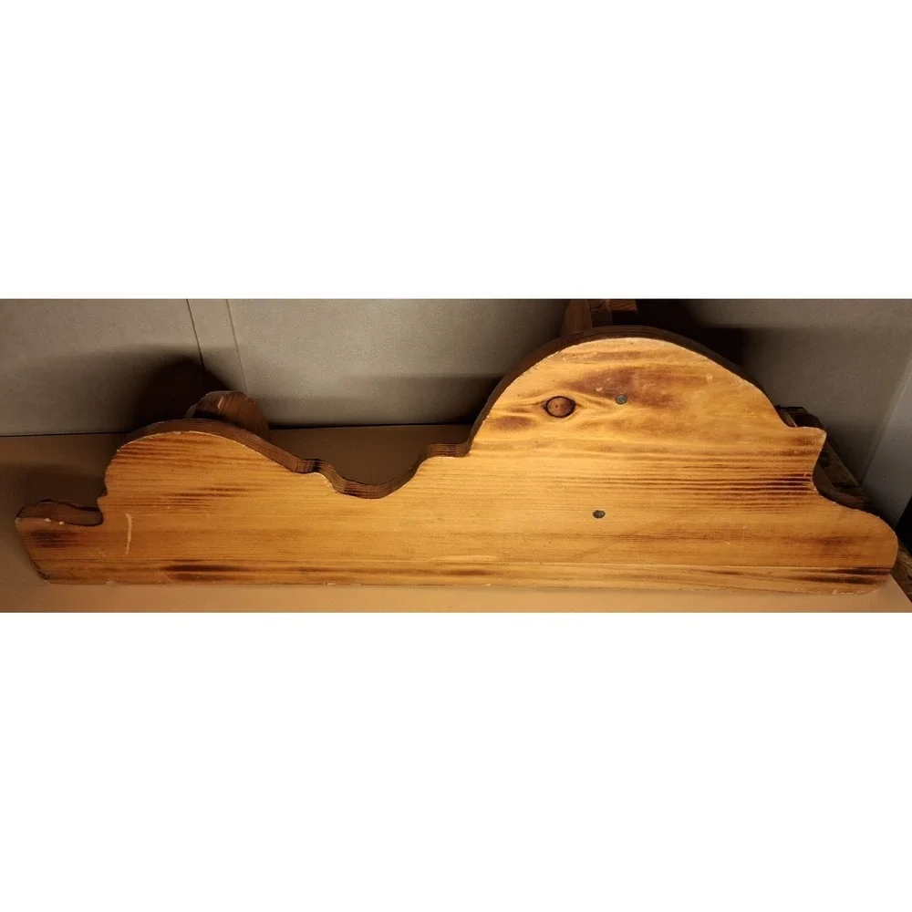 2 Vintage Carved Wood Corner Wall‎ Shelfs W/Two Tiers